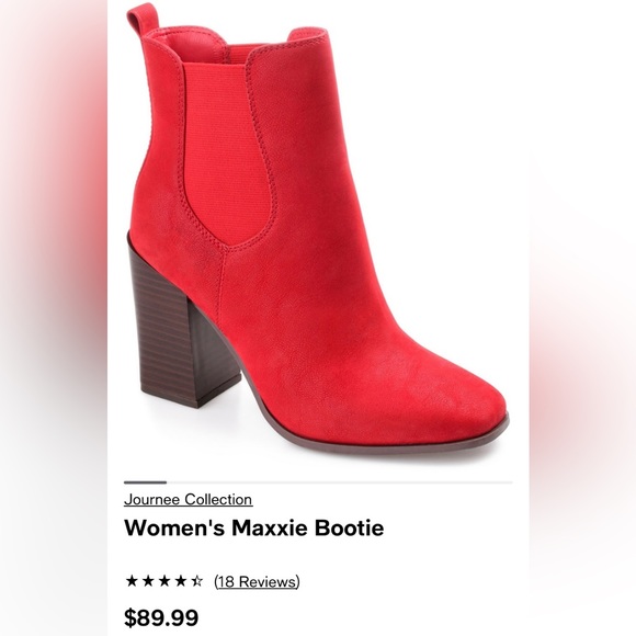 Journee Ankle boots. The perfect Red. New. Worn once. Size 7. Original box. - Picture 5 of 10
